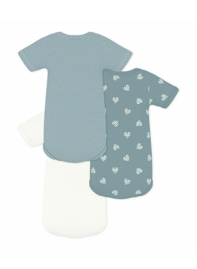 بيتي باتو Pack of babies' short-sleeved heart print cotton bodies